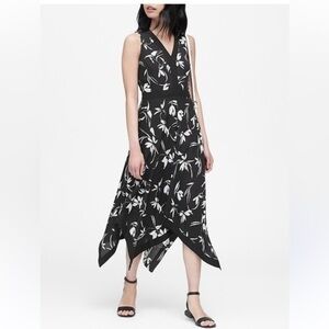 Banana Republic Black and White Handkerchief-Hem Dress
